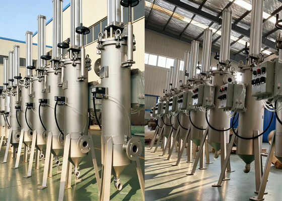 Pneumatisches, selbstreinigendes Filtergehäuse mit Schaberfunktion